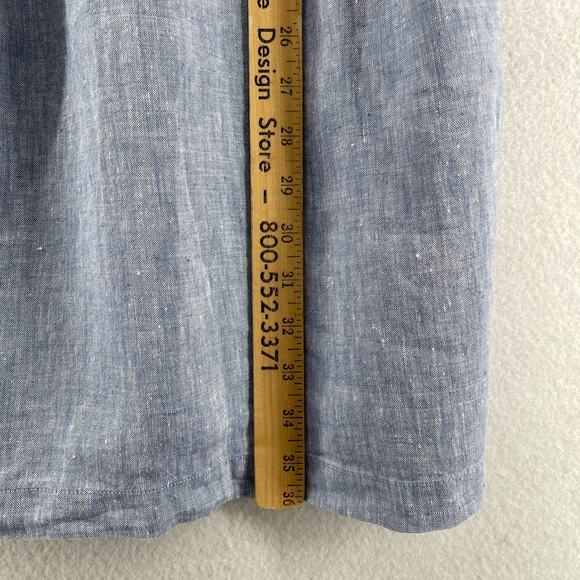 J. JILL Dress XS Love Linen Cross Dyed V-Neck Bell Sleeve Tunic Blue Mini Dress - Picture 9 of 11